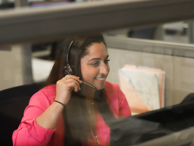 international customer service representative on headset