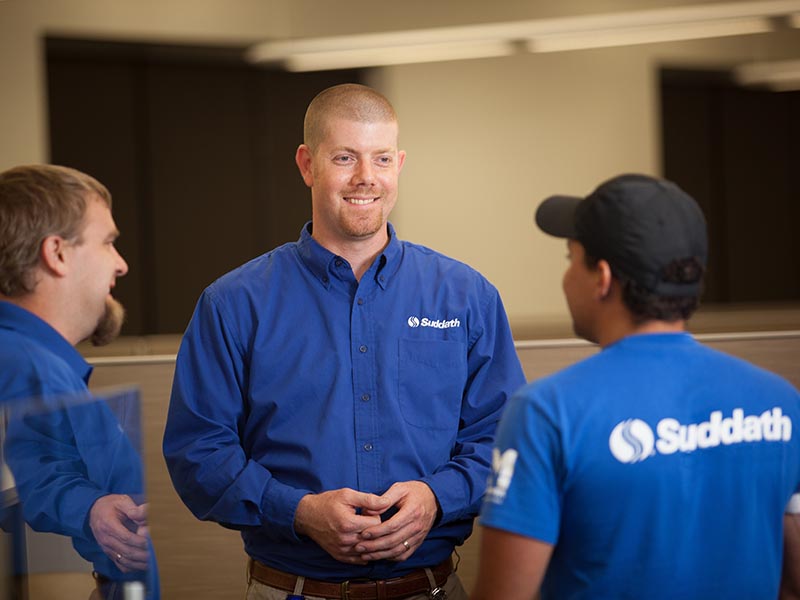 office moving team having conversation