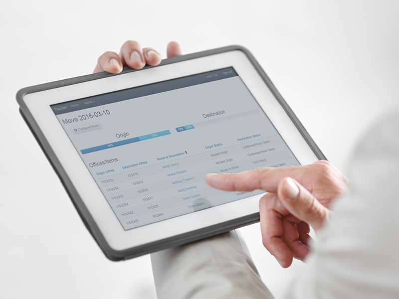 office move tracking on tablet